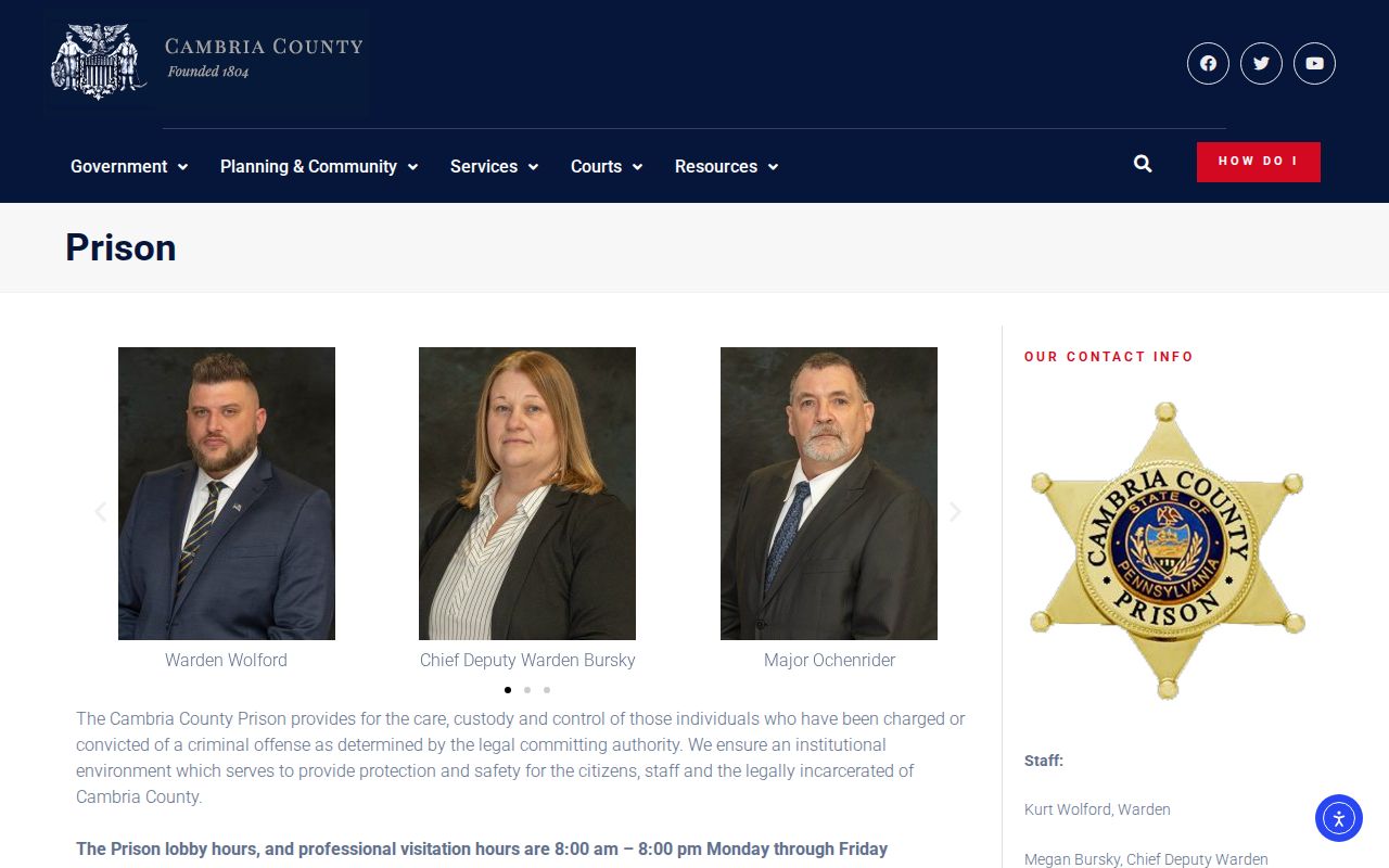 Cambria County Prison release records source page